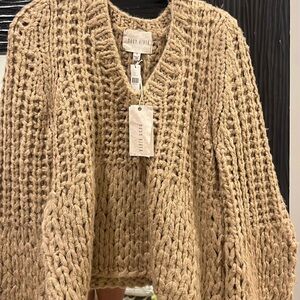 Anthropologie Moon River Chunky Wide Sleeve V-Neck Knit Sweater